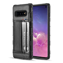 STYLISH LEATHER PROTECTIVE DUAL CARD WALLET CASE FOR SAMSUNG GALAXY S10 - BLACK