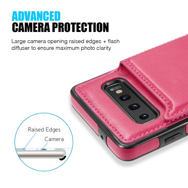 SAMSUNG GALAXY S10 SLIM LEATHER CASE WITH TRIO CARD / ID SLOTS HOT PINK