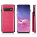 SAMSUNG GALAXY S10 SLIM LEATHER CASE WITH TRIO CARD / ID SLOTS HOT PINK