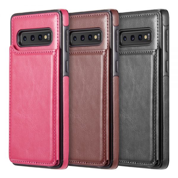 SAMSUNG GALAXY S10 SLIM LEATHER CASE WITH TRIO CARD / ID SLOTS HOT PINK