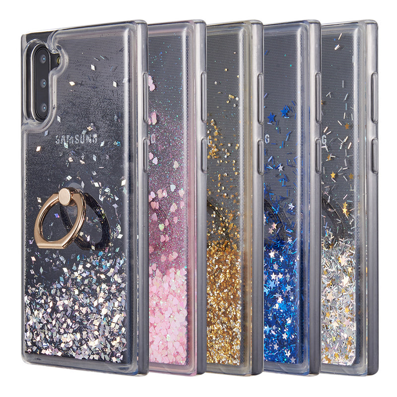 SAMSUNG GALAXY S21 WATERFALL RING LIQUID SPARKLING QUICKSAND TPU CASE BLACK