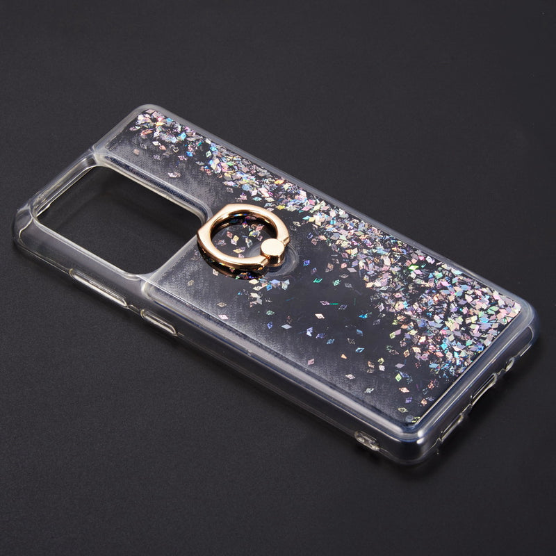 SAMSUNG GALAXY S21 ULTRA WATERFALL RING LIQUID SPARKLING QUICKSAND CASE BLACK