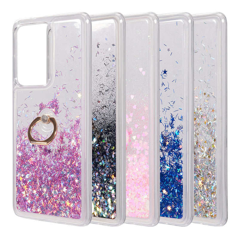 SAMSUNG GALAXY S21 ULTRA WATERFALL RING LIQUID SPARKLING QUICKSAND CASE BLACK