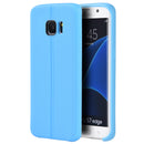SAMSUNG GALAXY S7 EDGE SLIM JACKET TPU CASE W/ LEATHER LOOK FINISH - BLUE