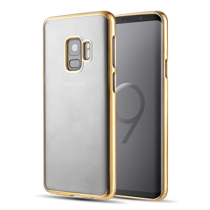 SAMSUNG GALAXY S9 TRANSPARENT TPU CASE W/ ELECTROPLATED FRAME