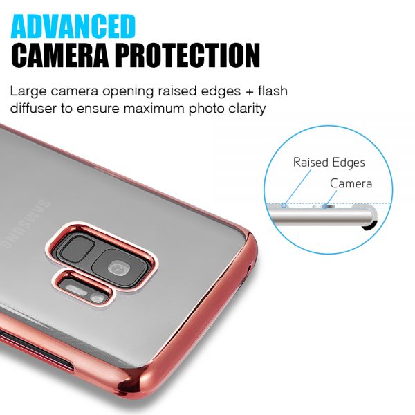 SAMSUNG GALAXY S9 TRANSPARENT TPU CASE W/ ELECTROPLATED FRAME