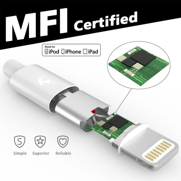 CERTIFIED 8-PIN 1M MFI USB TO LIGHTNING CABLE