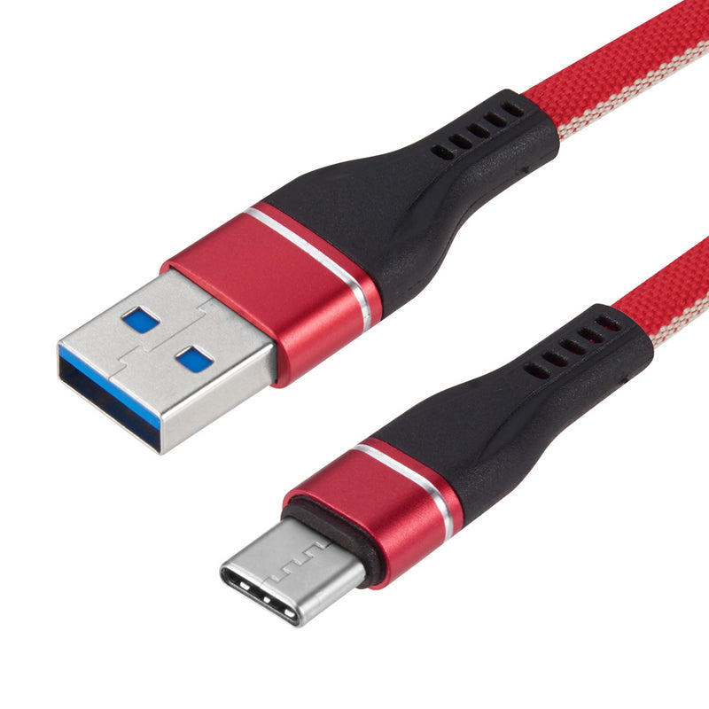 UNIVERSAL USB TYPE-C NYLON DATA CHARGING CABLE - RED
