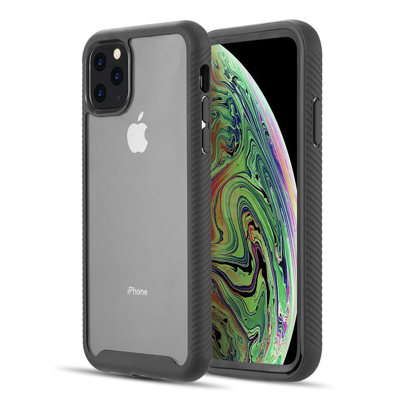 TOUGH FUSION-X CLEAR RUGGED TPU BUMPER WITH HARD PC CLEAR BACK SHOCKPROOF FOR IPHONE 11 PRO- BLACK