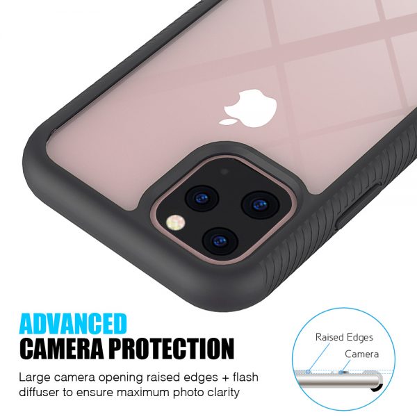 for IPHONE 11 PRO CLEAR RUGGED BUMPER HARD PC CLEAR BACK SHOCKPROOF BLACK