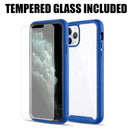 TOUGH FUSION-X CLEAR RUGGED TPU BUMPER WITH HARD PC CLEAR BACK SHOCKPROOF FOR IPHONE 11 PRO MAX (TEMPERED GLASS INCLUDED) - NAVY