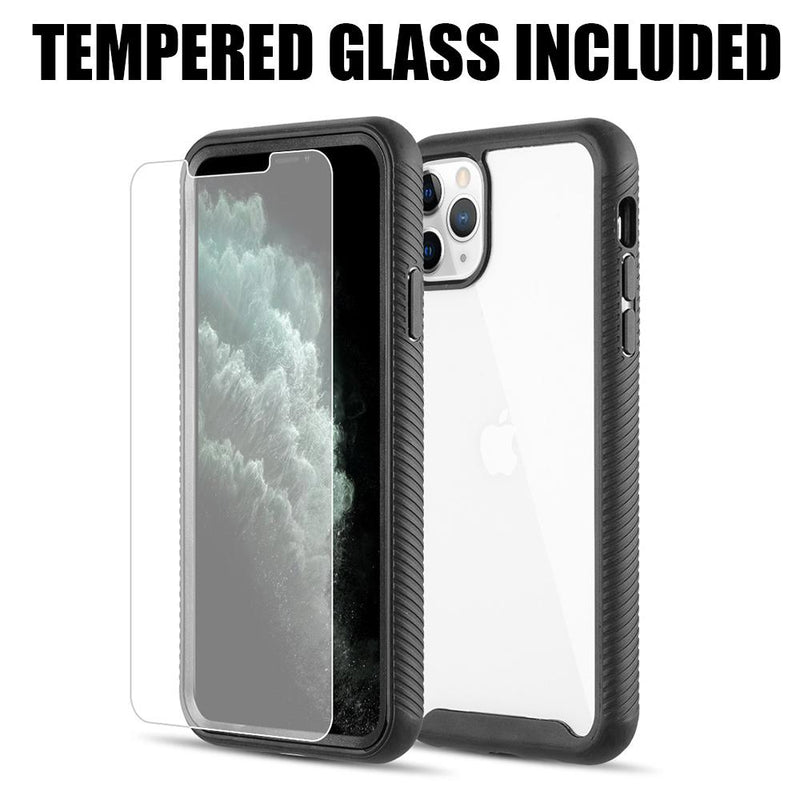 for IPHONE 11 PRO TOUGH FUSION-X RUGGED  BUMPER CASE TEMPERED GLASS