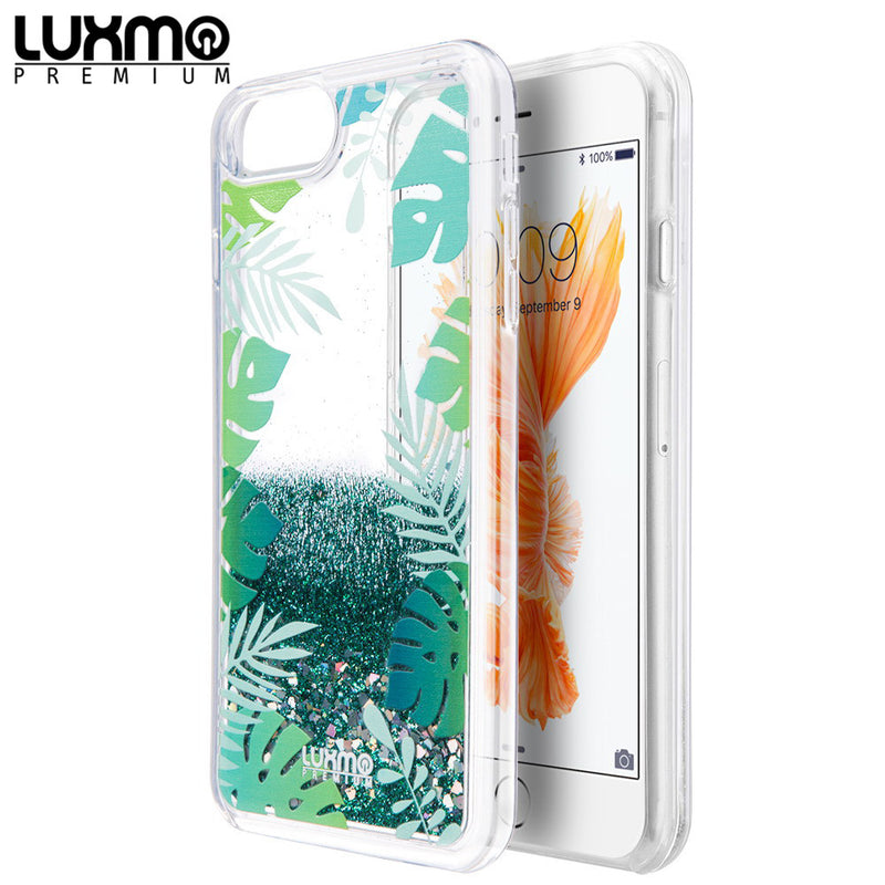 FOR IPHONE SE (2020) / 8 / 7 / 6 LUXMO WATERFALL FUSION LIQUID SPARKLING QUICKSAND CASE - TROPICAL SUMMER