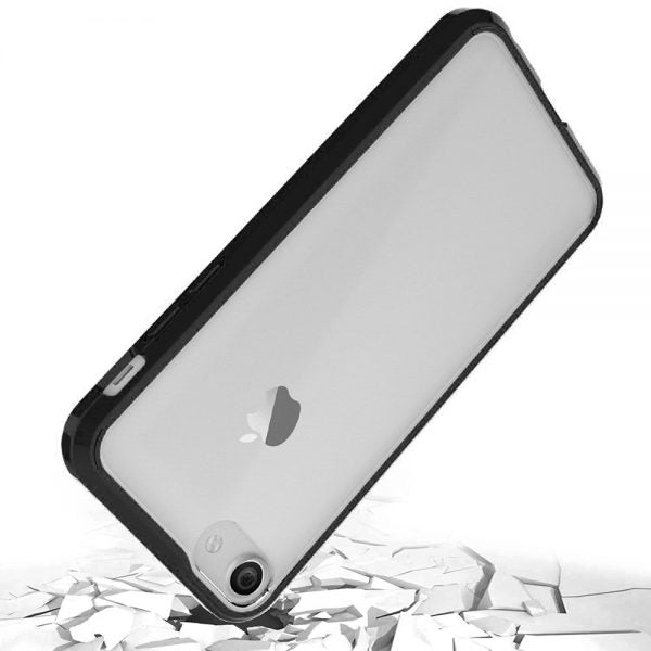 FOR IPHONE 8 / 7 / 6 FUSION CANDY  WITH CLEAR ACRYLIC BACK - BLACK
