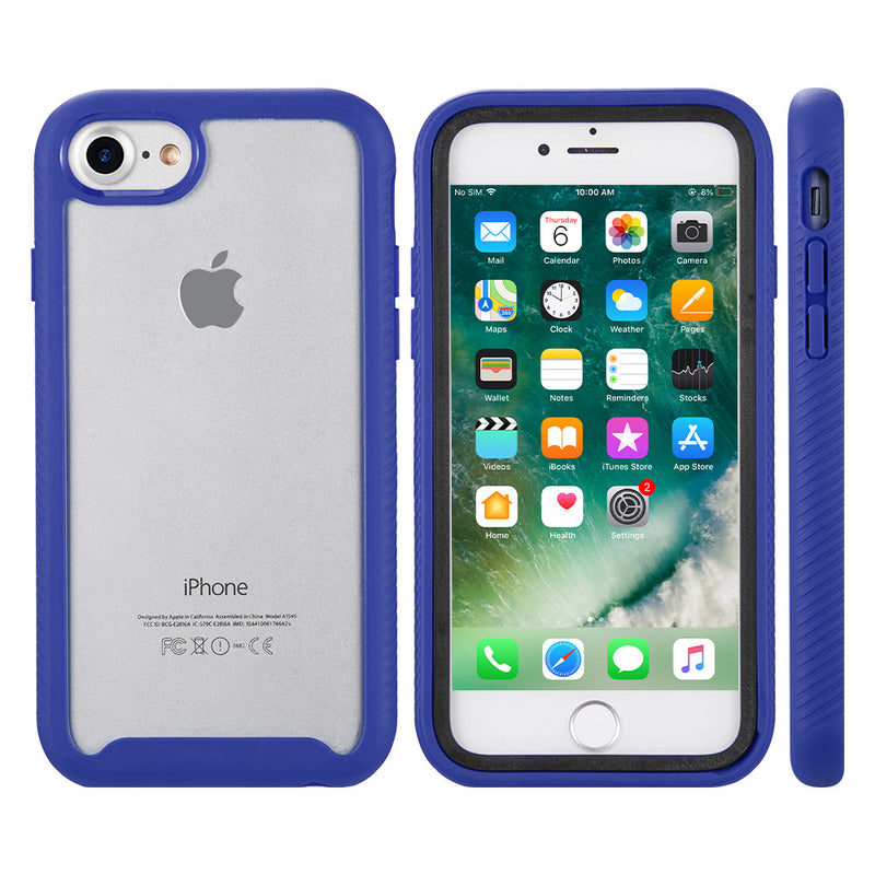 IPHONE SE (2020)/8/7/6 CLEAR RUGGED TPU BUMPER (TEMPERED GLASS INCLUDED) - NAVY