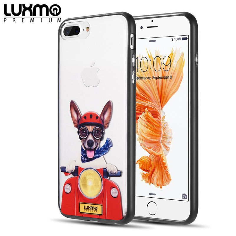 FOR IPHONE 8 / 7 / 6 PLUS DOG-N-STYLE FUSION CANDY BACK COVER SNAP ON CASE - RATTY RIDER