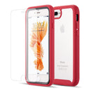 IPHONE 8/7/6 PLUS CLEAR RUGGED TPU BUMPER (TEMPERED GLASS   INCLUDED) - RED