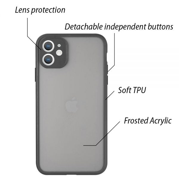 FROSTED PC CAMERA PROTECTOR CASE FOR IPHONE 11 - BLACK