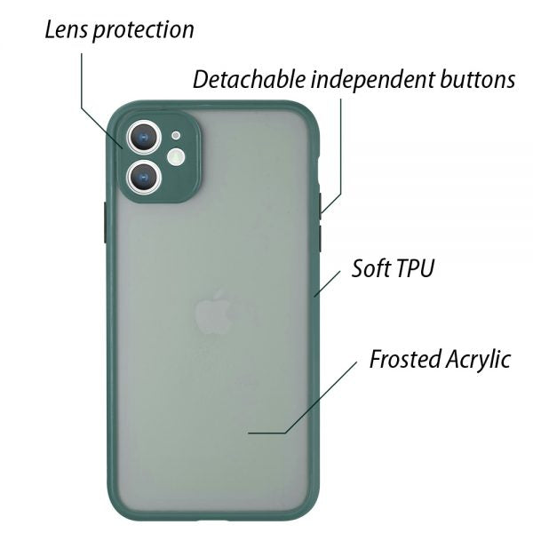 FROSTED PC CAMERA PROTECTOR CASE FOR IPHONE 11 - BLACK