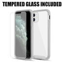 TOUGH FUSION-X CLEAR RUGGED TPU BUMPER WITH HARD PC CLEAR BACK SHOCKPROOF FOR IPHONE 11 (TEMPERED GLASS INCLUDED) - CLEAR + BLACK