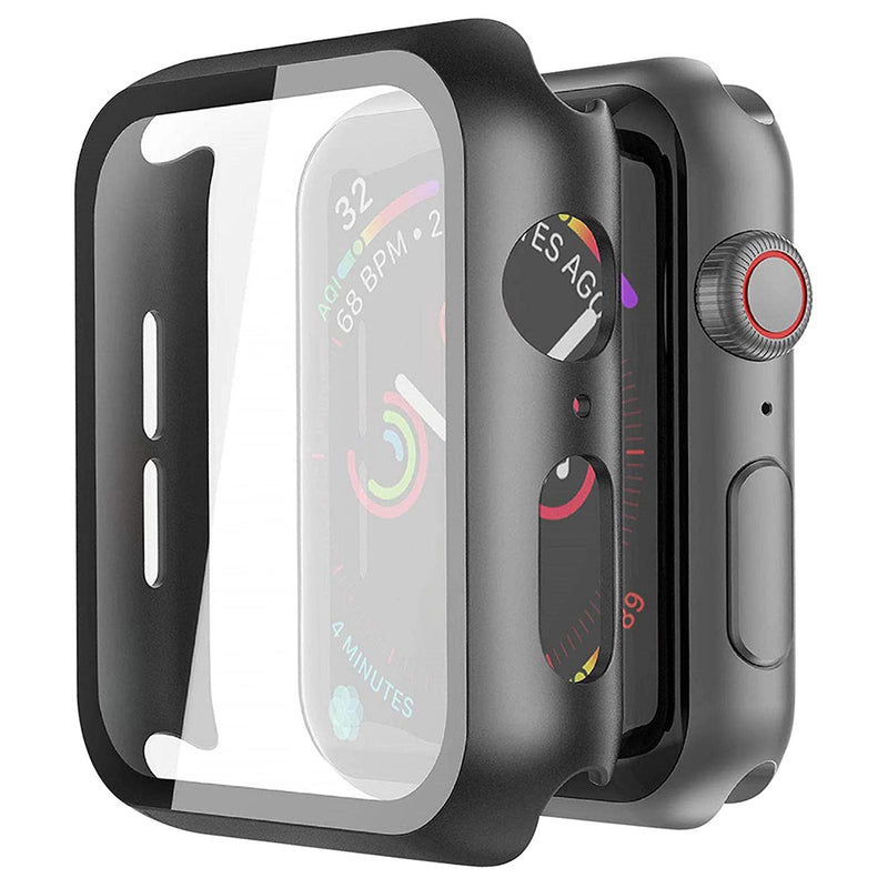 FOR IWATCH SERIES 6 / 5 / 4 / SE 40MM - HARD PC ULTRA PROTECTIVE CASE WITH BUILT-IN SCREEN PROTECTOR - BLACK