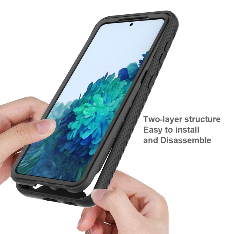 SAMSUNG GALAXY S21+ CLEAR RUGGED BUMPER W/ HARD PC CLEAR BACK SHOCKPROOF BLACK