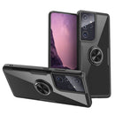 SAMSUNG GALAXY S21 ULTRA CARBON FIBER FRAME CASE W/ MAGNET RING STAND BLACK