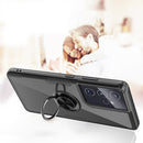 SAMSUNG GALAXY S21 ULTRA CARBON FIBER FRAME CASE W/ MAGNET RING STAND BLACK