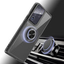 SAMSUNG GALAXY S21 ULTRA CARBON FIBER FRAME CASE W/ MAGNET RING STAND BLACK
