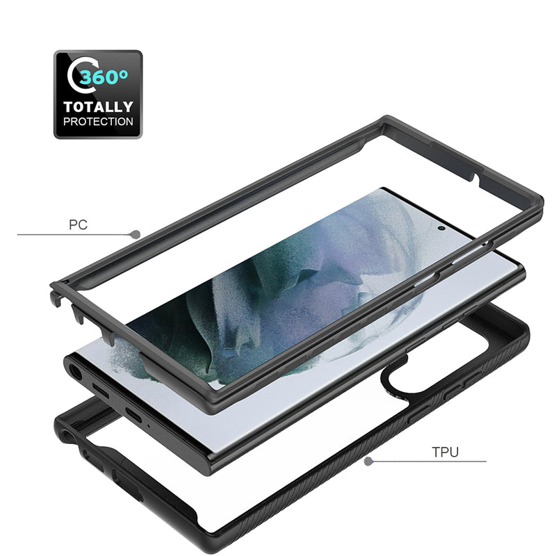 TOUGH FUSION-X CLEAR BUMPER HARD CLEAR SHOCKPROOF SAMSUNG GALAXY S22 ULTRA-BLACK