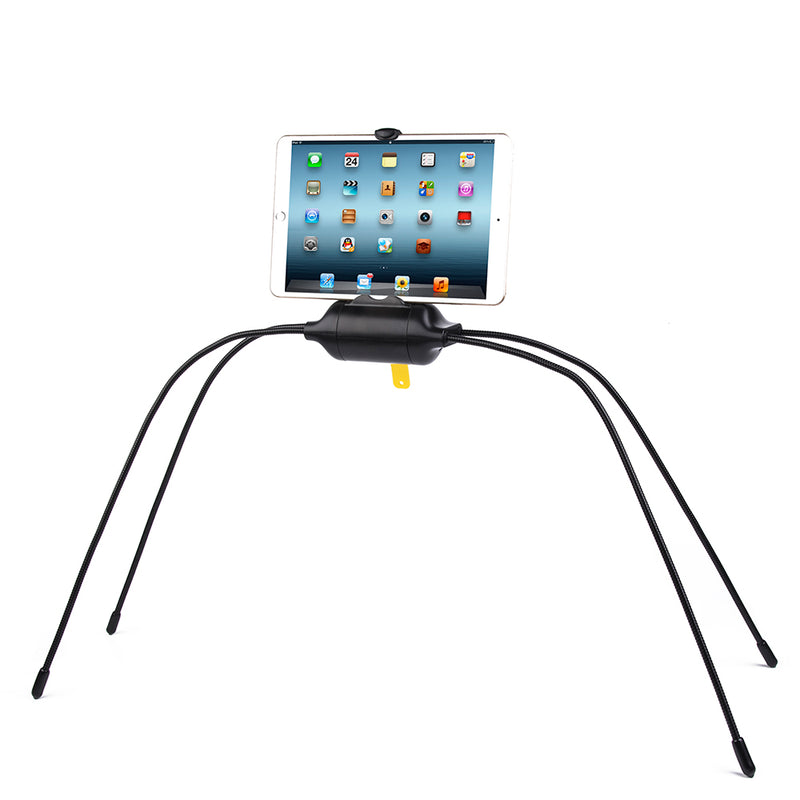 UNIVERSAL SUPERFLEX MOUNT FOR PHONE AND TABLET STAND ON ANY EVEN OR UNEVEN SURFACES, BED, SOFA, TABLE, COUNTERTOP WITH ADJUSTABLE LEGS