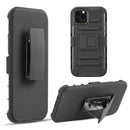 HYBRID CASE BLACK SKIN + BLACK PC WITH H STYLE STAND FOR IPHONE 11 PRO- BLACK