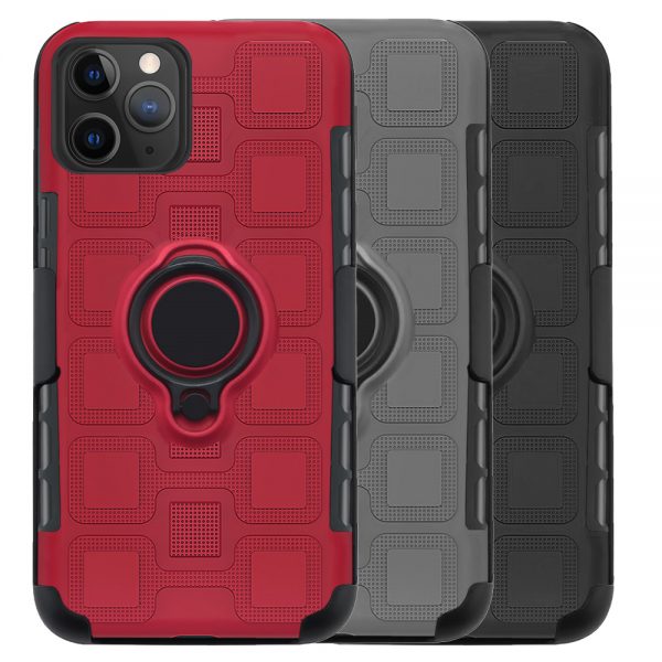 for IPHONE 11 PRO CUBE RUGGED COMBO CASE HOLSTER CLIP RING STAND MAGNETIC BACK