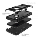 IPHONE XS / X HYBRID CASE BLACK SKIN + BLACK PC WITH H STYLE STAND