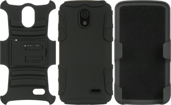 LG LUCID 3 (LG VS876) HYBRID CASE BLACK SKIN+BLACK PC WITH H