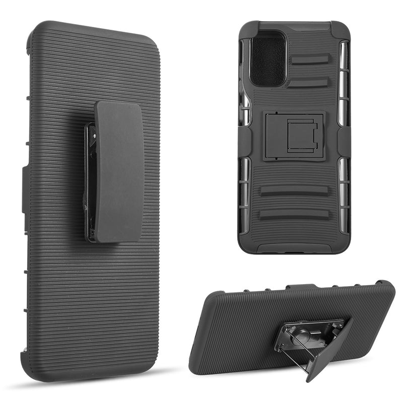 SAMSUNG GALAXY S20(6.2) HYBRID CASE BLACK SKIN + BLACK PC WITH H STYLE STAND