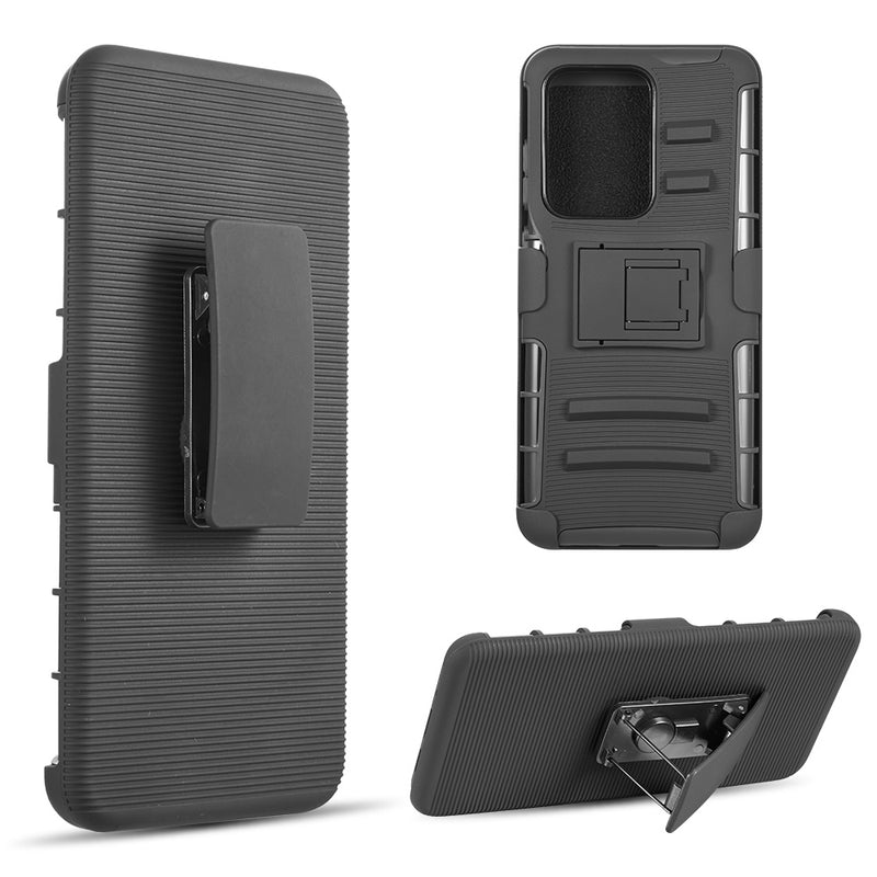 SAMSUNG GALAXY S20 ULTRA(6.9") HYBRID CASE BLACK SKIN + BLACKPC WITH H STYLE STAND