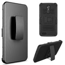ZTE MAX XL / N9560 HYBRID CASE BLACK SKIN + BLACK PC WITH H STYLE STAND