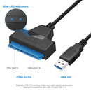 USB 3.0 SATA 3 Adapter 6 Gbps 2.5" Hard Drive 22 Pin Sata III