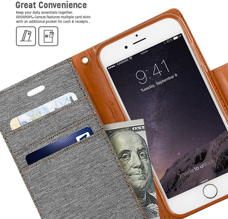 Goospery Canvas Wallet for iPhone 6 Plus / 7 Plus / 8 Plus Case Denim Stand Flip Cover