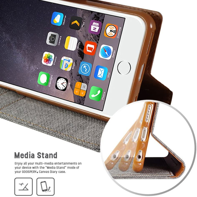 Goospery Canvas Wallet for iPhone 6 Plus / 7 Plus / 8 Plus Case Denim Stand Flip Cover