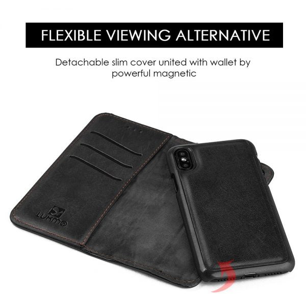 THE LUXURY GENTLEMAN MAGNETIC FLIP LEATHER WALLET CASE FOR IPHONE XS MAX