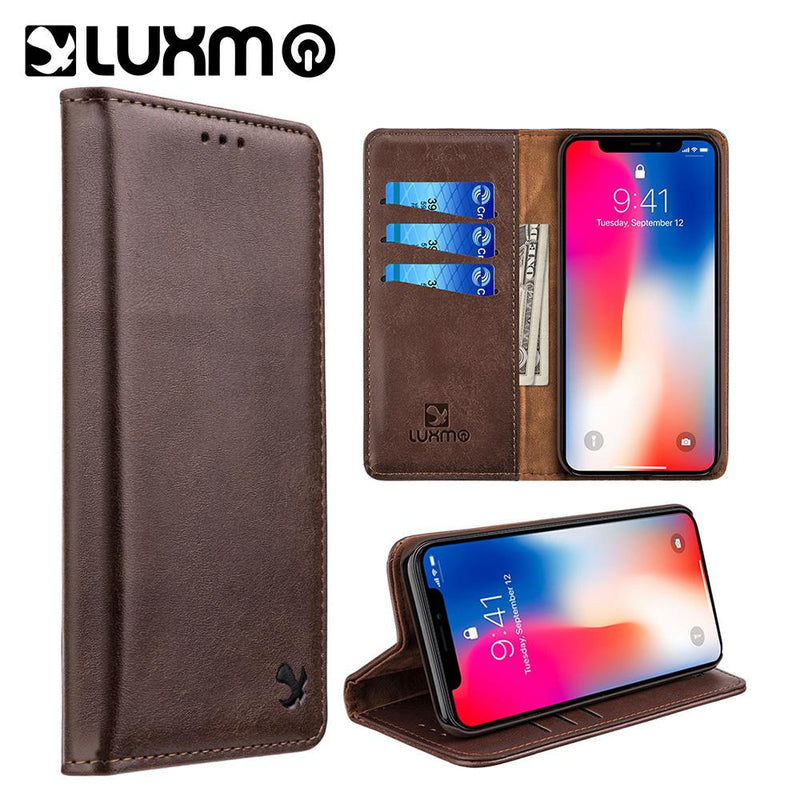 THE LUXURY GENTLEMAN MAGNETIC FLIP LEATHER WALLET CASE FOR IPHONE XS MAX