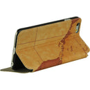 FOR IPHONE 6 / 6S PLUS LEATHER POUCH STAND W/ CARD SLOTS WORLD MAP -GRAY