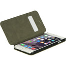 FOR IPHONE 6 / 6S PLUS LEATHER POUCH STAND W/ CARD SLOTS WORLD MAP -GRAY