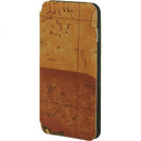 FOR IPHONE 6 / 6S PLUS LEATHER POUCH STAND W/ CARD SLOTS WORLD MAP -GRAY