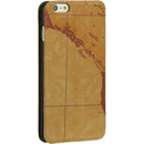 FOR IPHONE 6 / 6S PLUS LEATHER POUCH STAND W/ CARD SLOTS WORLD MAP -GRAY