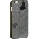 FOR IPHONE 6 / 6S PLUS LEATHER POUCH STAND W/ CARD SLOTS WORLD MAP -GRAY