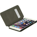 FOR IPHONE 6 / 6S PLUS LEATHER POUCH STAND W/ CARD SLOTS WORLD MAP -GRAY