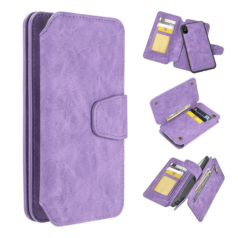 THE LUXURY 2 SERIES FLIP WALLET CASE FOR IPHONE XS / X - PURPLE